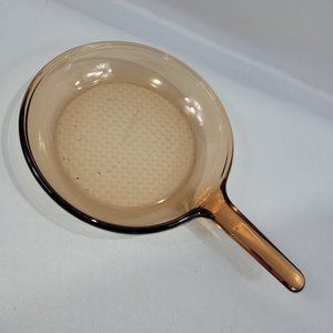 Vision Corning Ware Vintage Amber Glass 11" Waffle Bottom Frying Pan